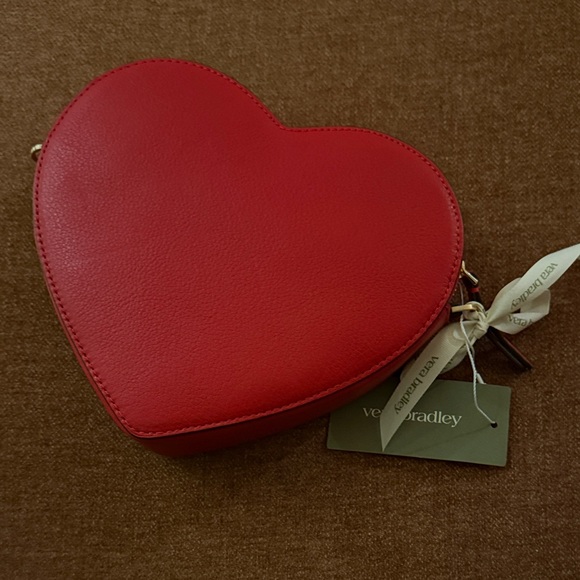 New NWT Vera Bradley Goji Berry Red Verona Heart Crossbody Bag Purse leather - Picture 3 of 10
